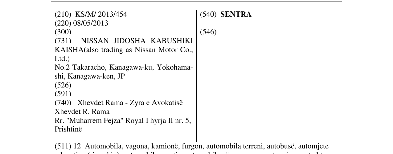 Zëri i markës SENTRA në buletin
