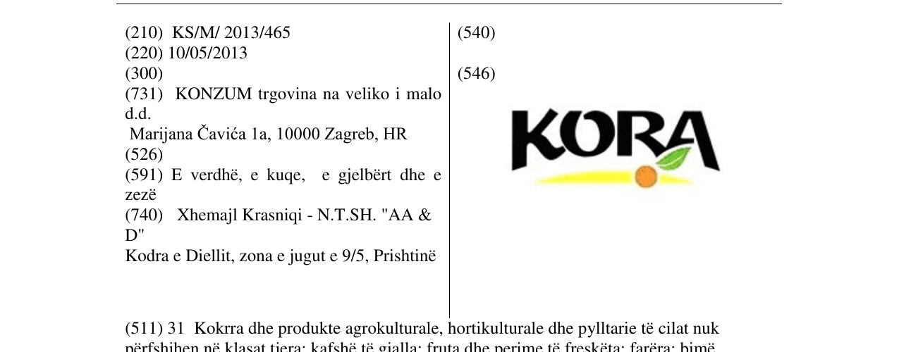 Zëri i markës KORA në buletin