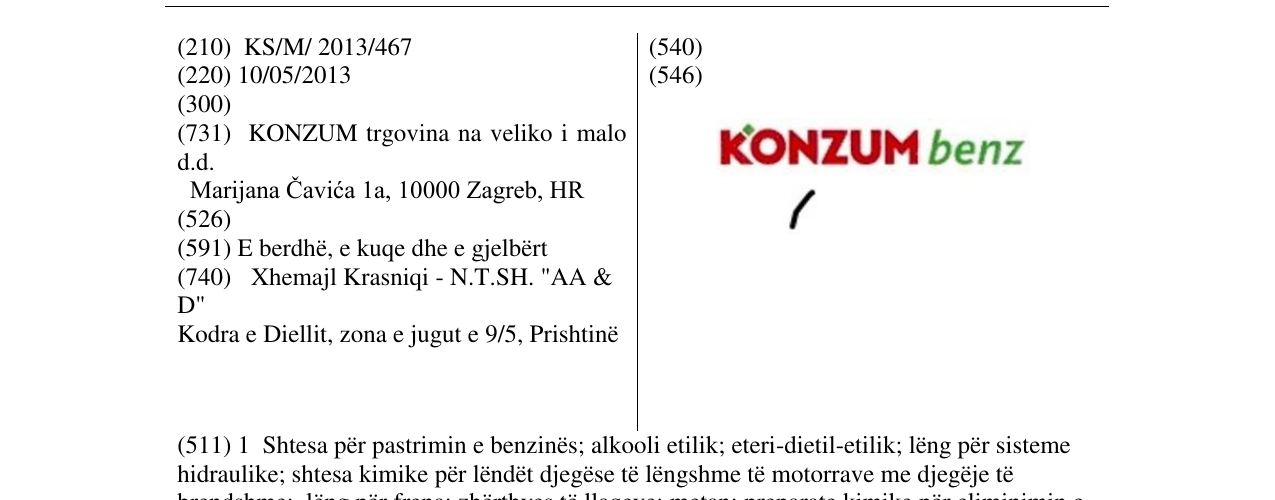 Zëri i markës KONZUM benz në buletin