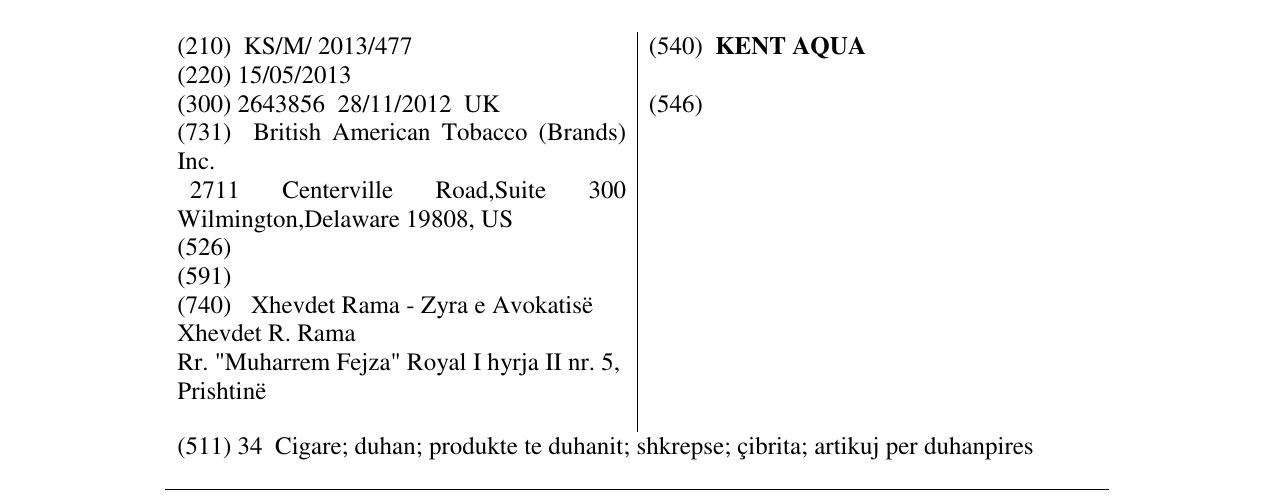 Zëri i markës KENT AQUA në buletin