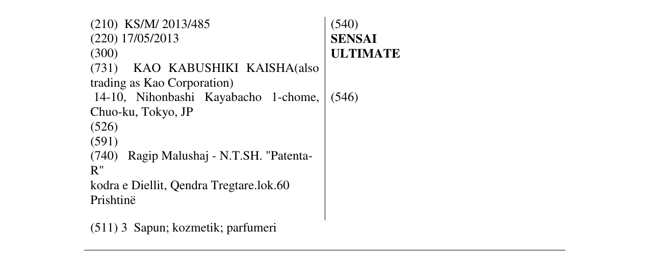 Zëri i markës SENSAI ULTIMATE në buletin