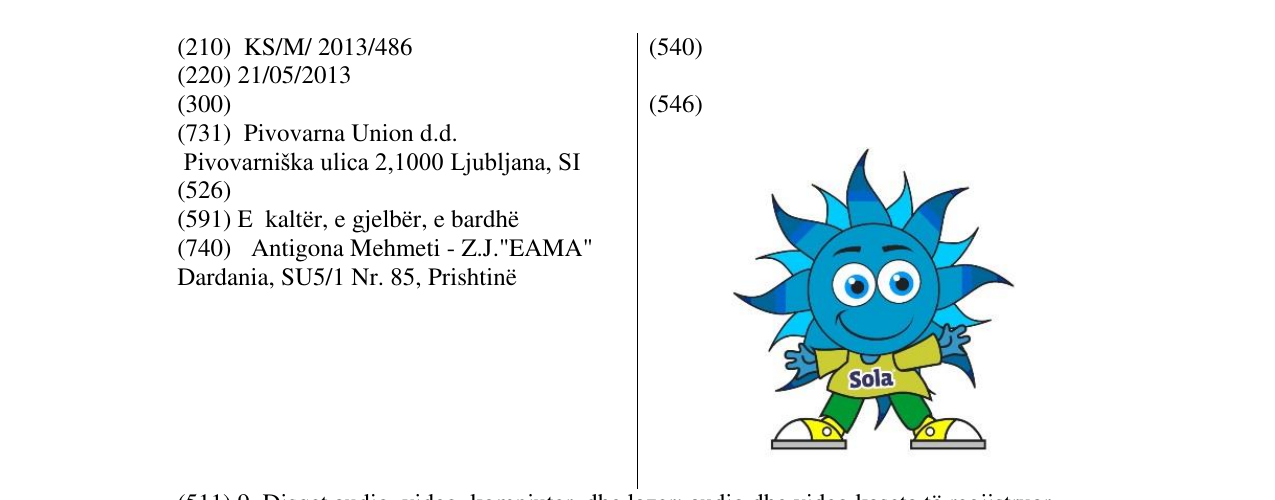 Zëri i markës Sola në buletin