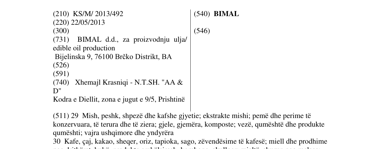 Zëri i markës BIMAL në buletin