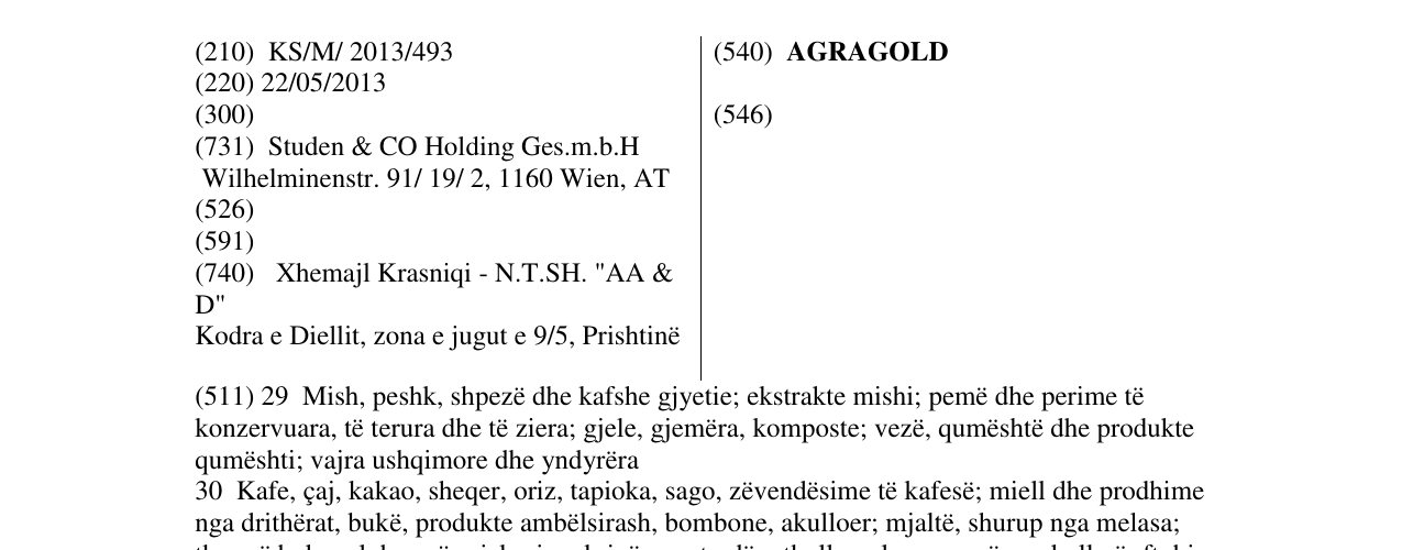 Zëri i markës AGRAGOLD në buletin