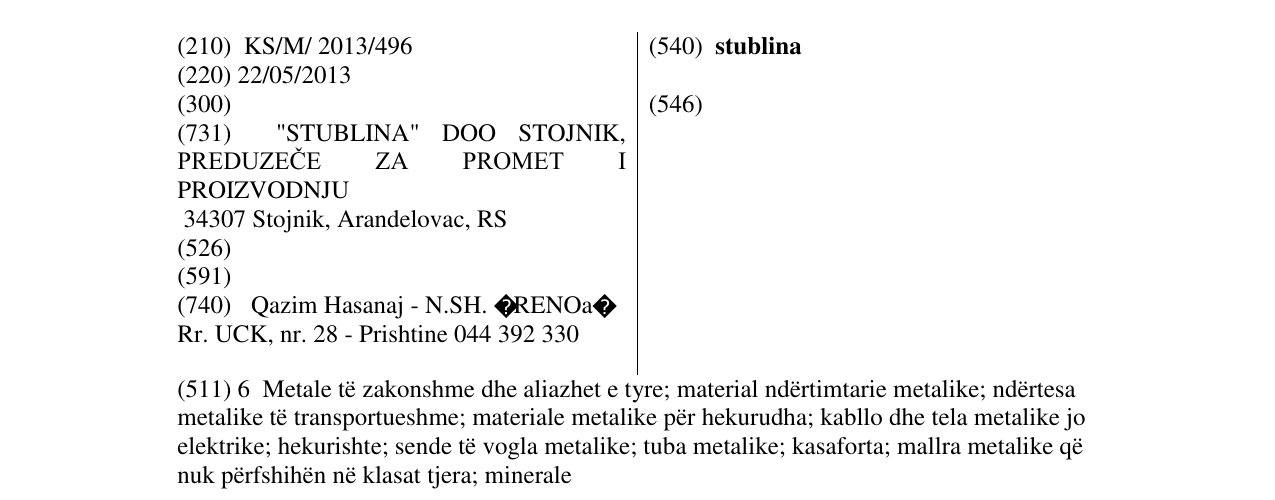 Zëri i markës stublina në buletin