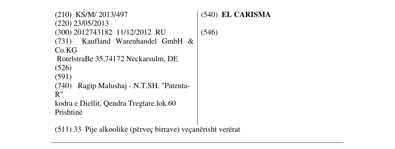 Zëri i markës EL CARISMA në buletin