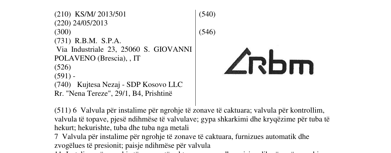 Zëri i markës L Rbm në buletin