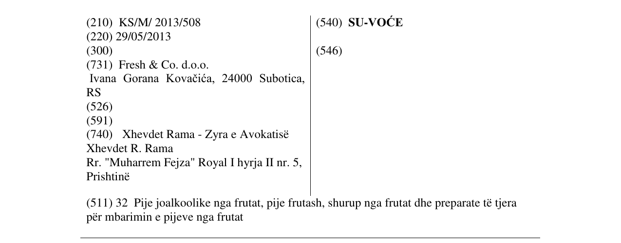 Zëri i markës SU-VOĆE në buletin