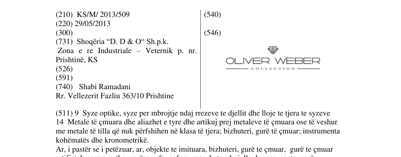 Zëri i markës OLIVER WEBER collection në buletin
