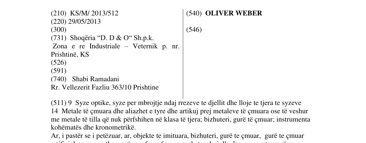 Zëri i markës OLIVER WEBER në buletin