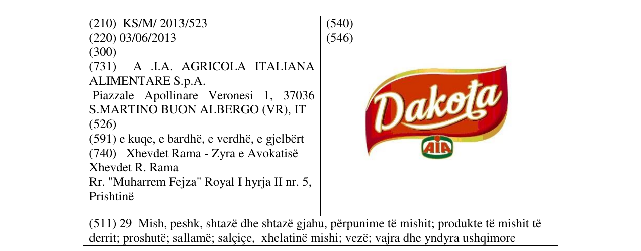 Zëri i markës Dakota në buletin