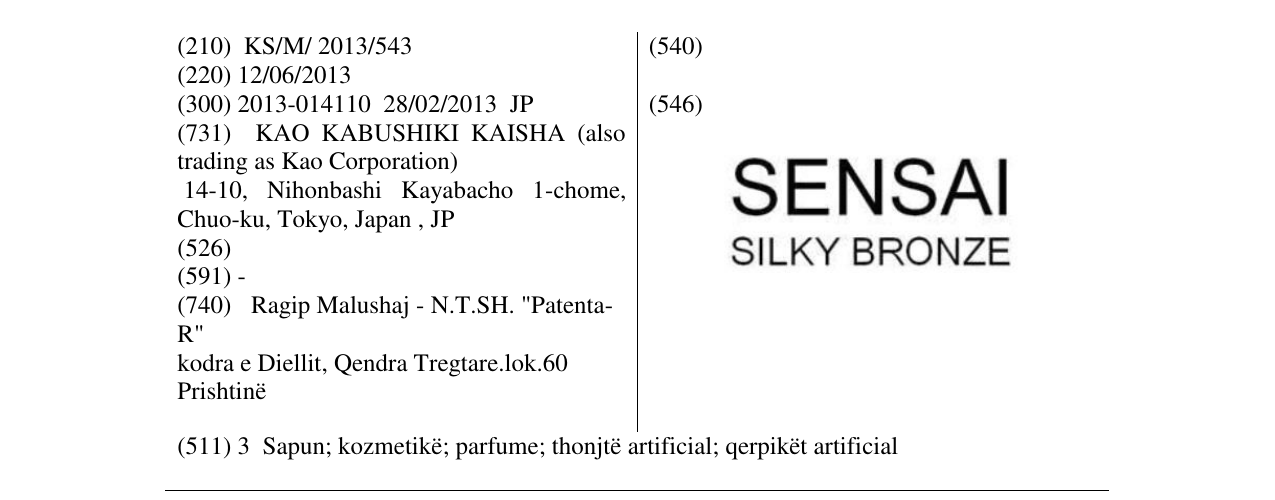 Zëri i markës SENSAI SILKY BRONZE në buletin