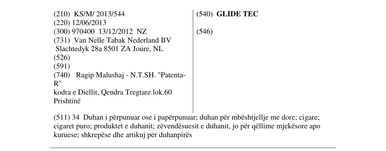 Zëri i markës GLIDE TEC në buletin