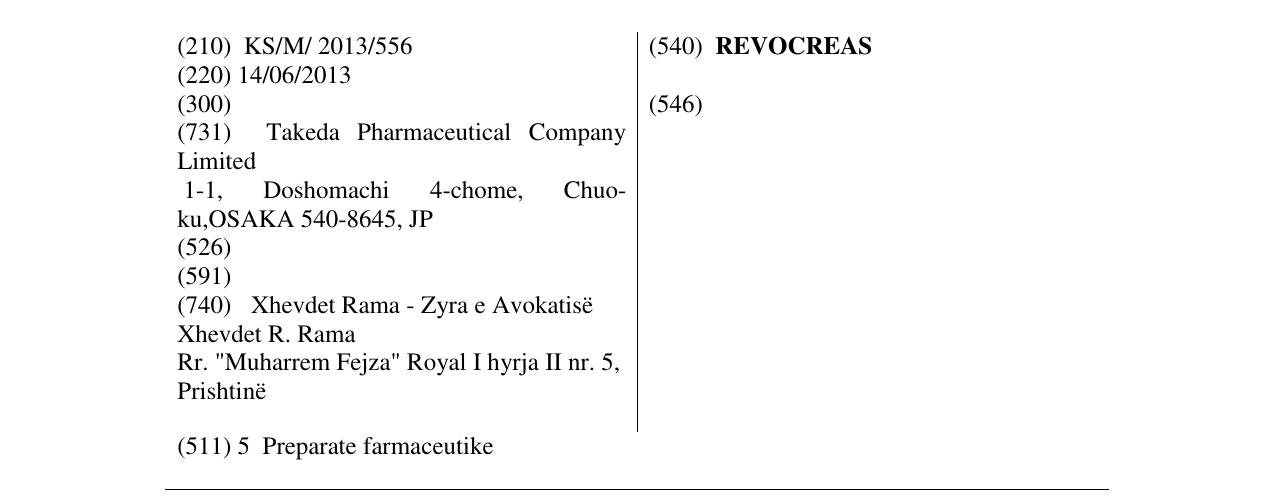 Zëri i markës REVOCREAS në buletin