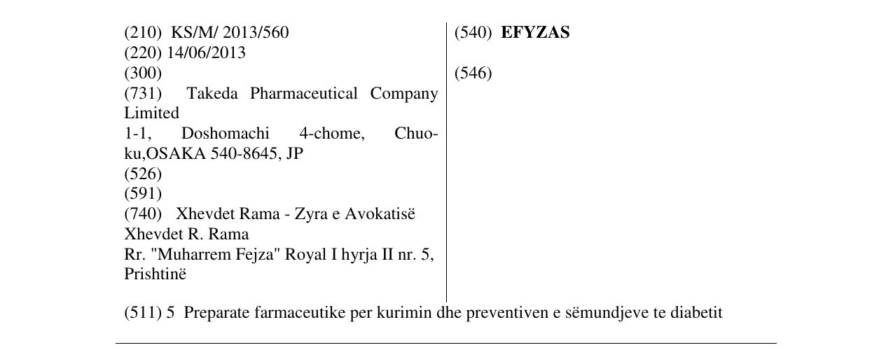 Zëri i markës EFYZAS në buletin