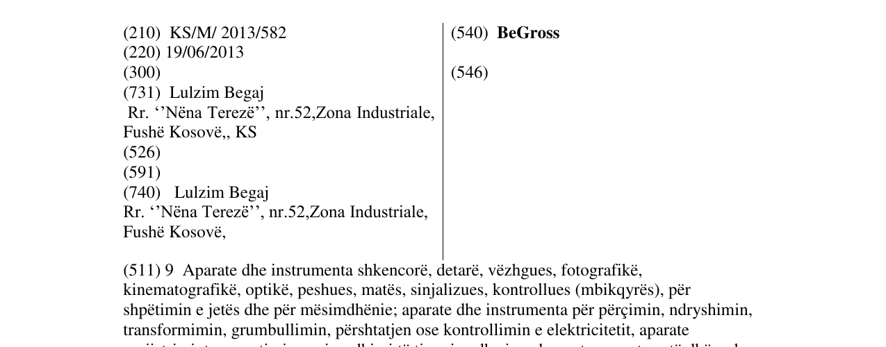 Zëri i markës BeGross në buletin