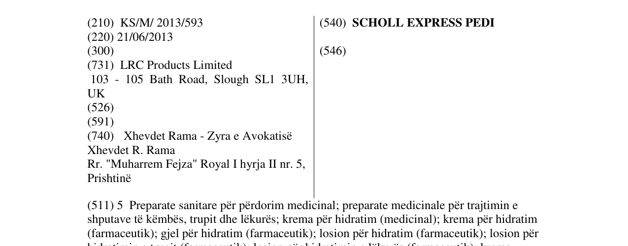 Zëri i markës SCHOLL EXPRESS PEDI në buletin
