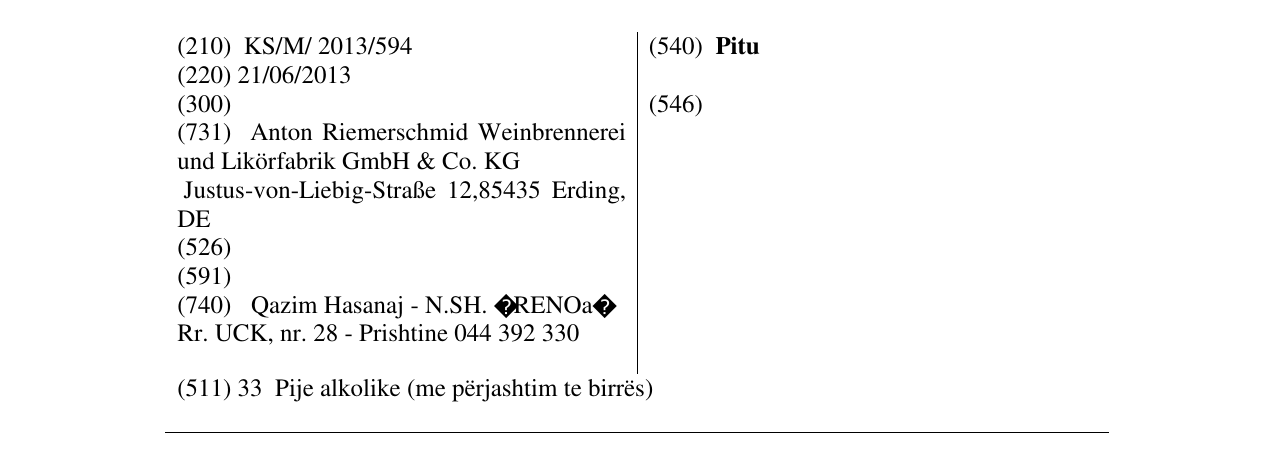 Zëri i markës Pitu në buletin
