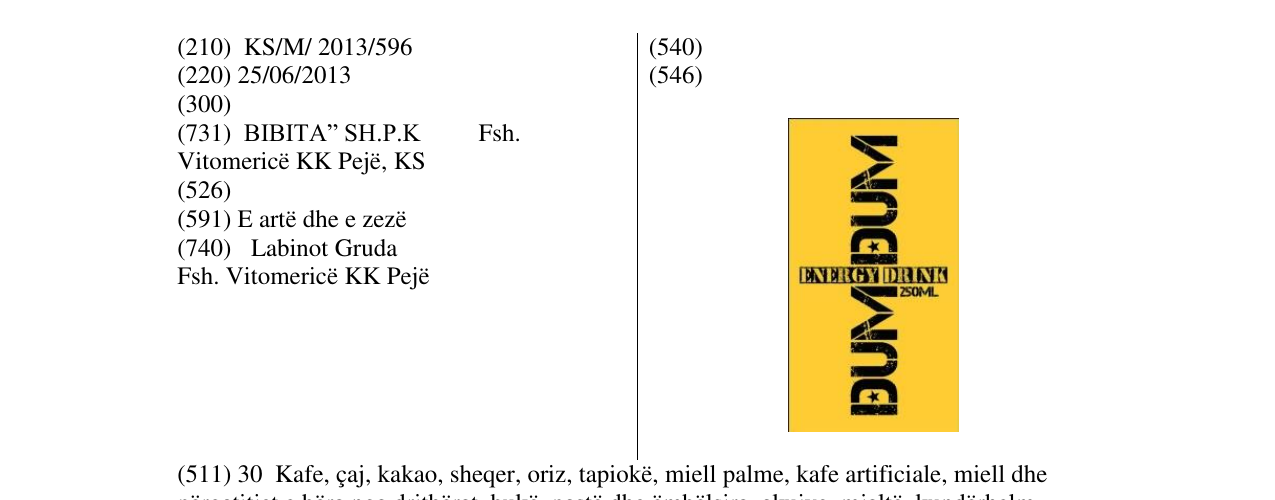 Zëri i markës Energy drink 250ml në buletin