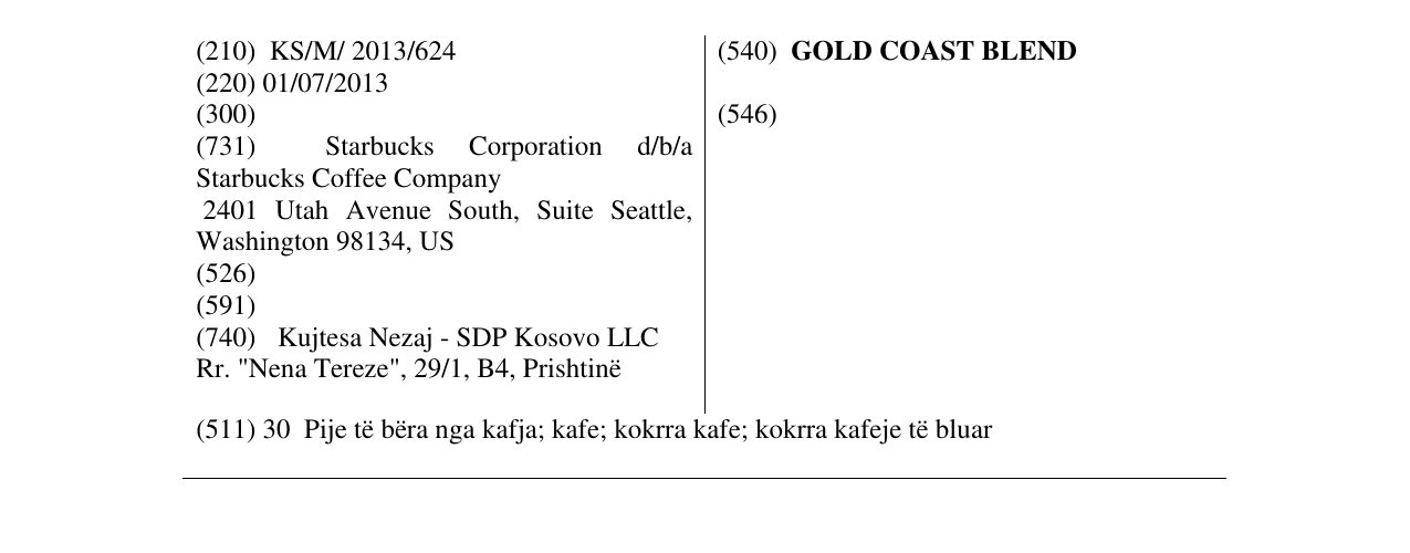 Zëri i markës GOLD COAST BLEND në buletin