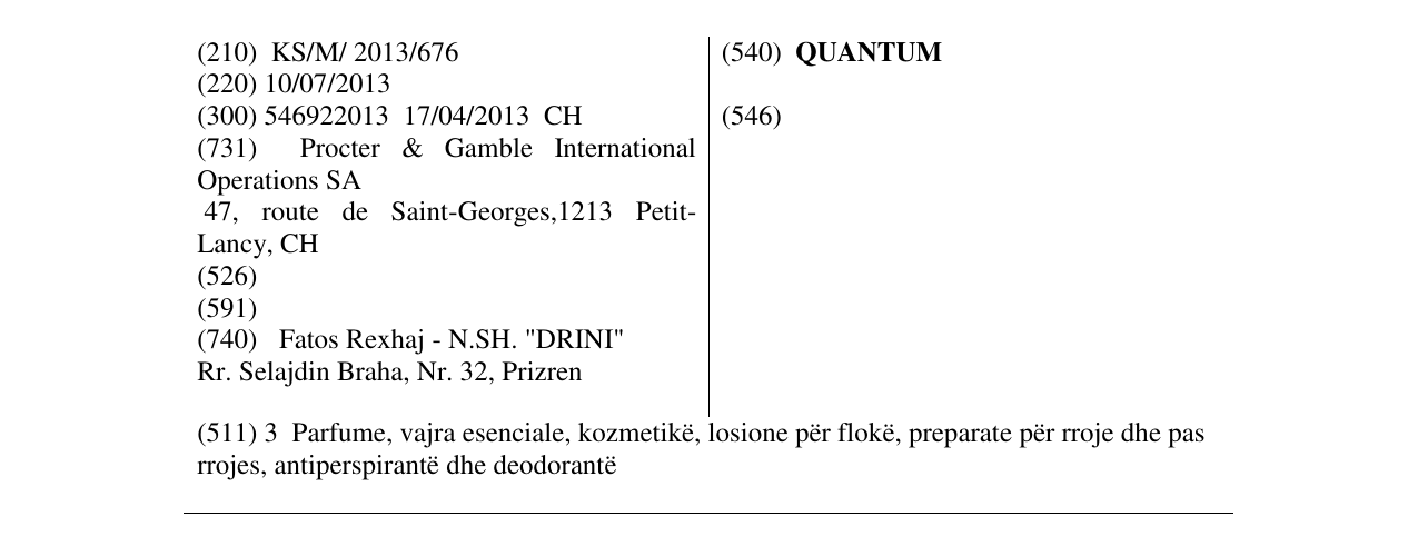 Zëri i markës QUANTUM në buletin