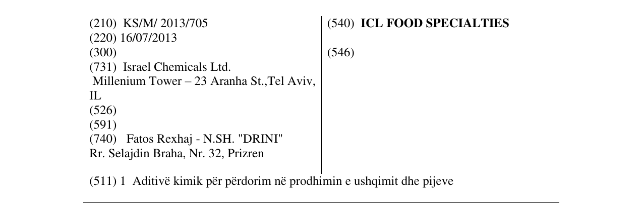 Zëri i markës ICL FOOD SPECIALTIES në buletin