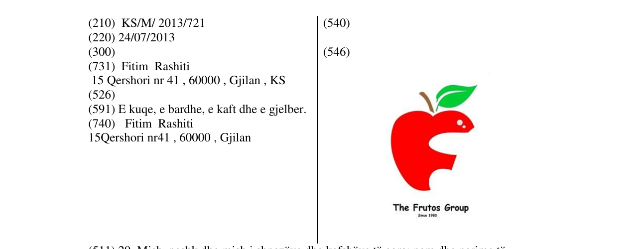 Zëri i markës The Frutos Group në buletin