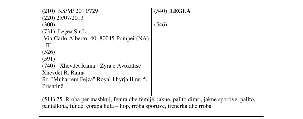 Zëri i markës LEGEA në buletin