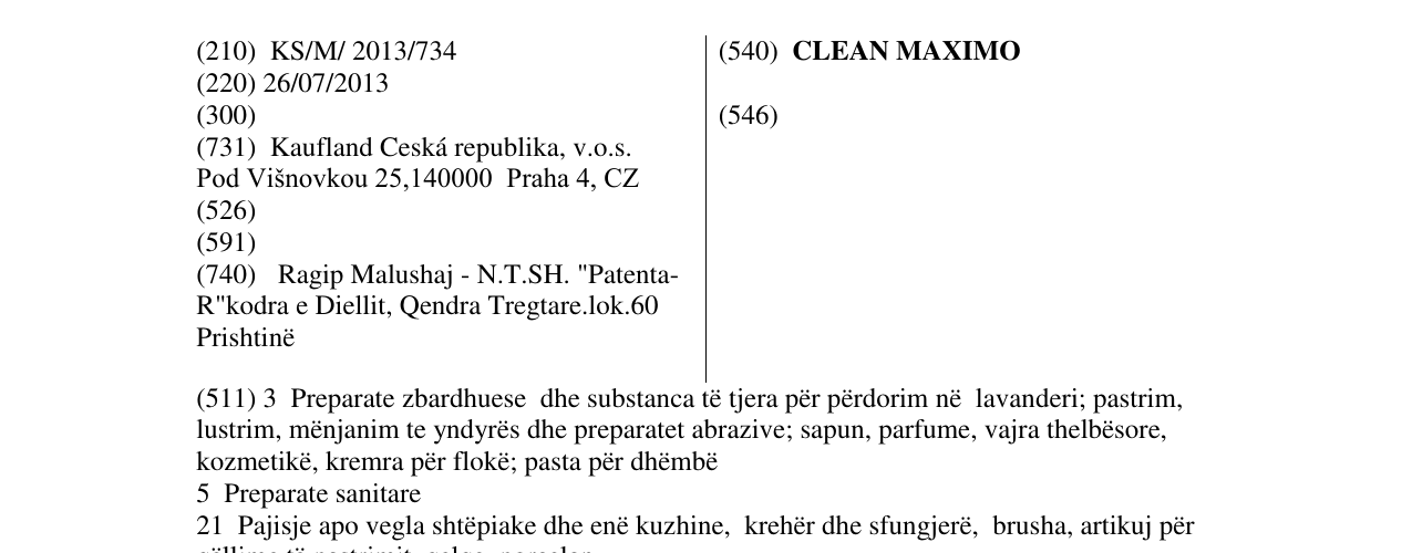 Zëri i markës CLEAN MAXIMO në buletin