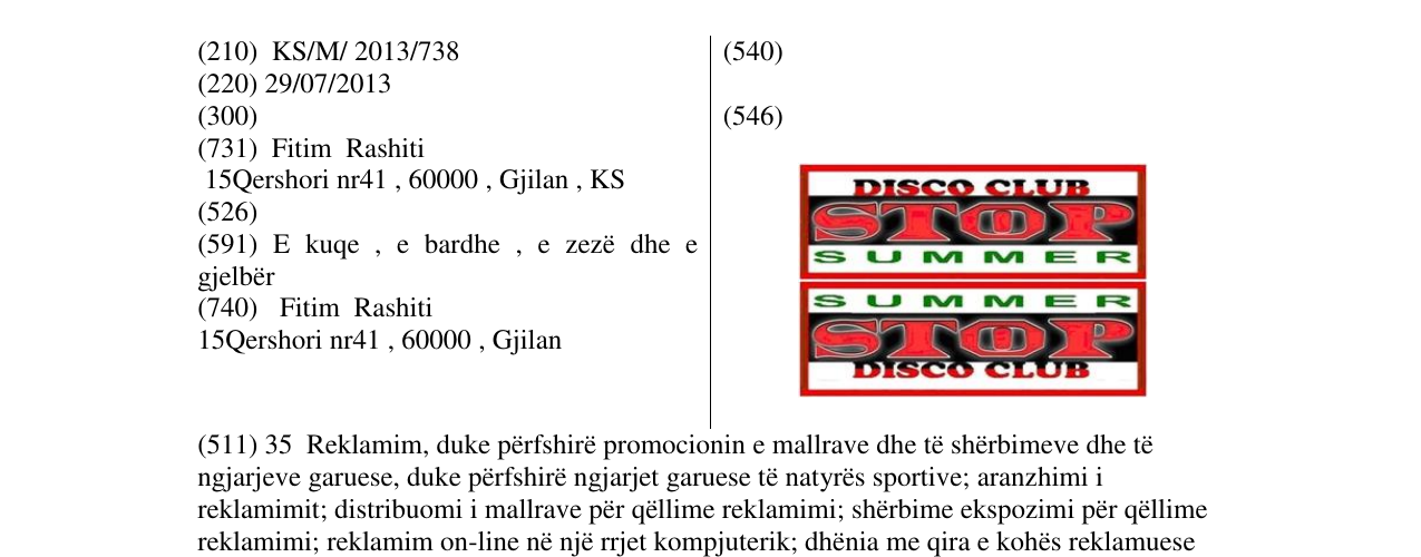 Zëri i markës STOP SUMMER në buletin