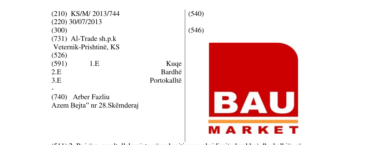 Zëri i markës BAU MARKET në buletin