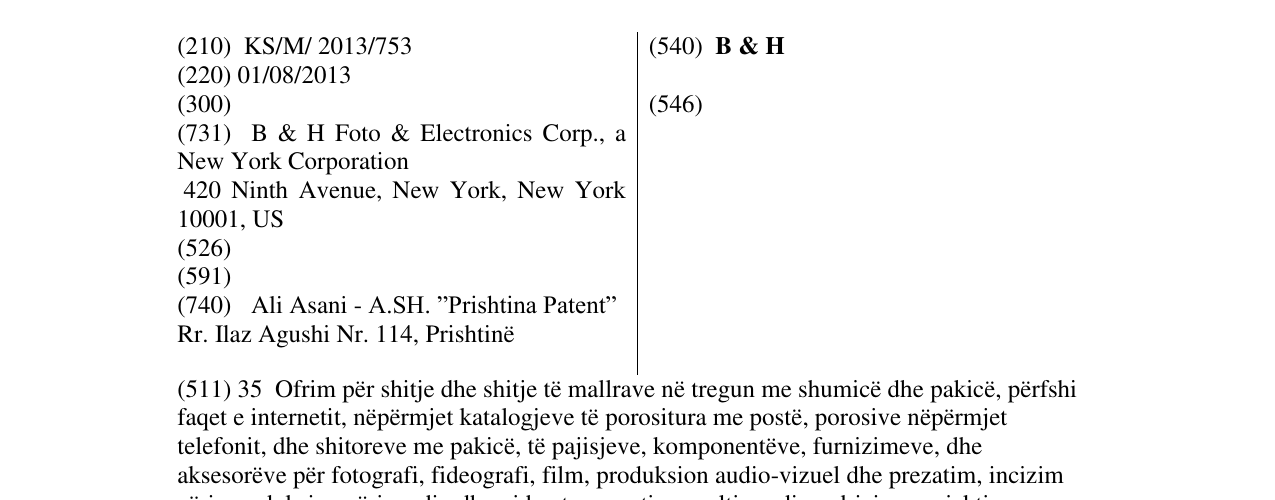 Zëri i markës B & H në buletin