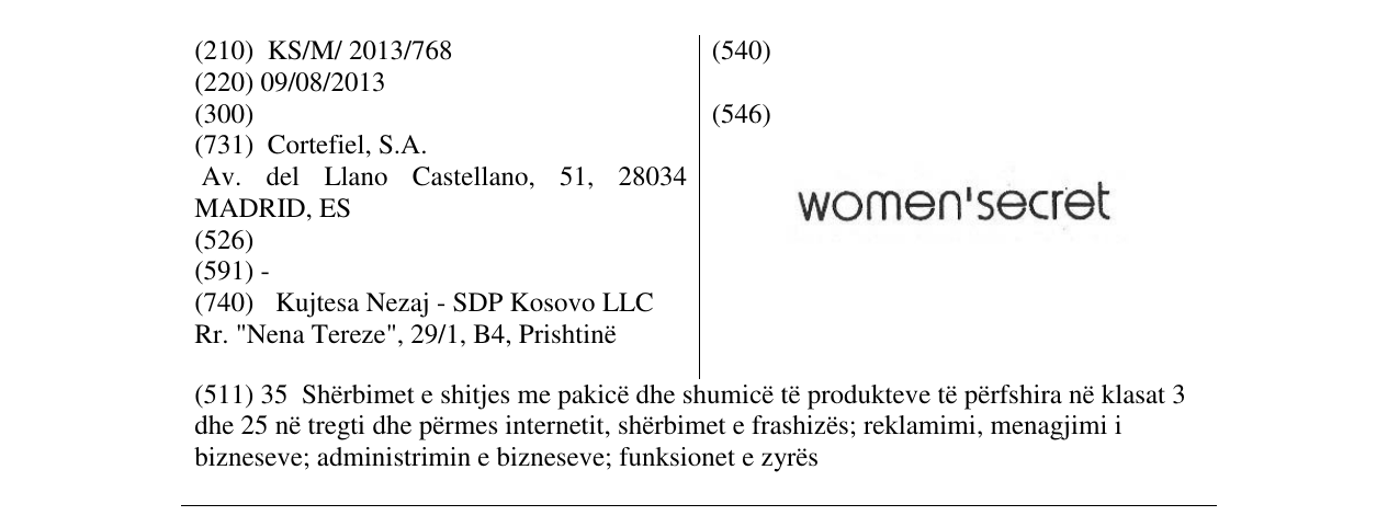 Zëri i markës WOMEN'secret në buletin