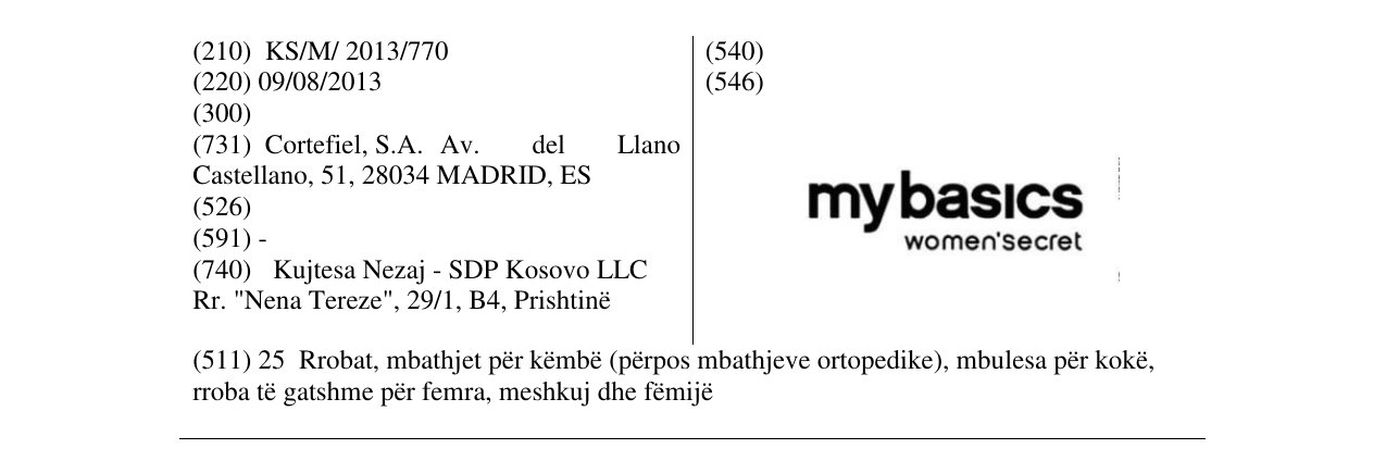 Zëri i markës mybasics women'secret në buletin