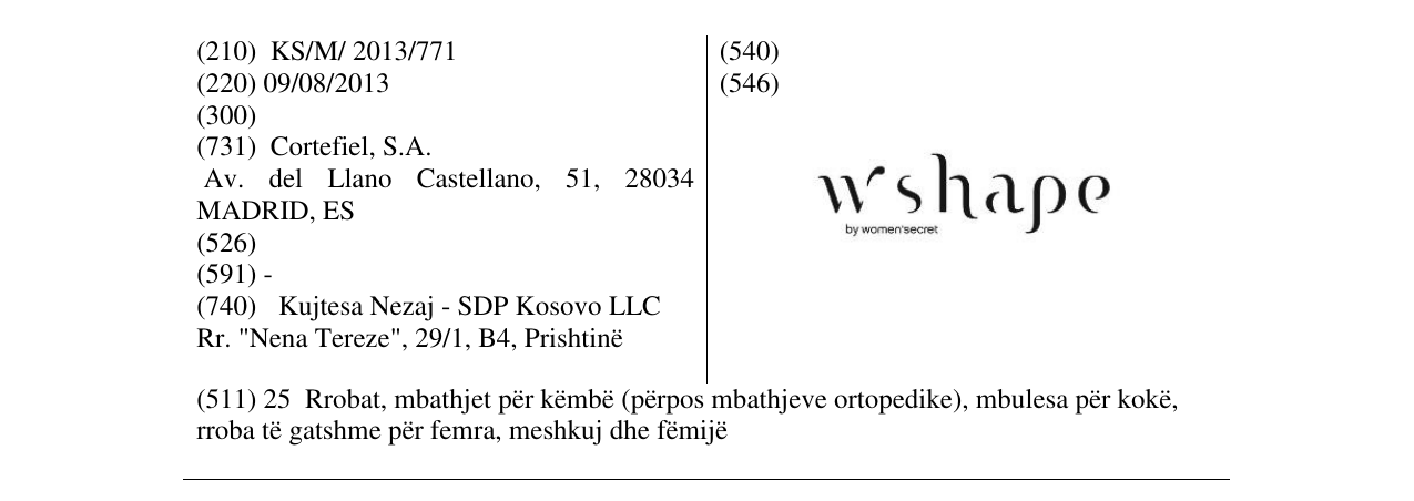 Zëri i markës W 'shape by women'secret në buletin