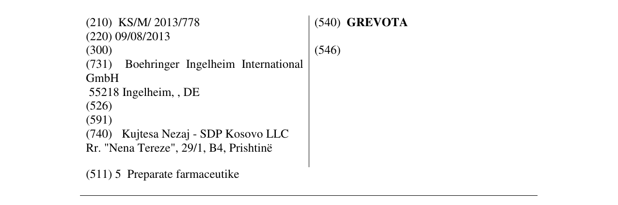 Zëri i markës GREVOTA në buletin