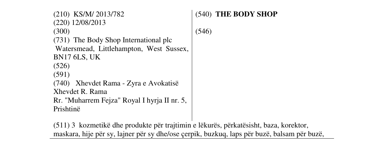 Zëri i markës THE BODY SHOP në buletin