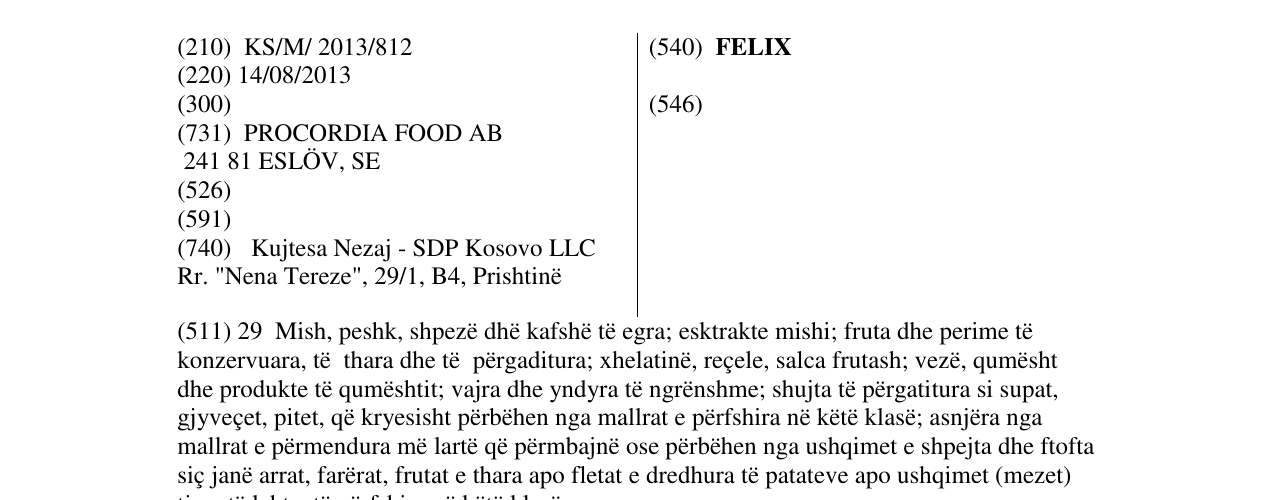 Zëri i markës FELIX në buletin