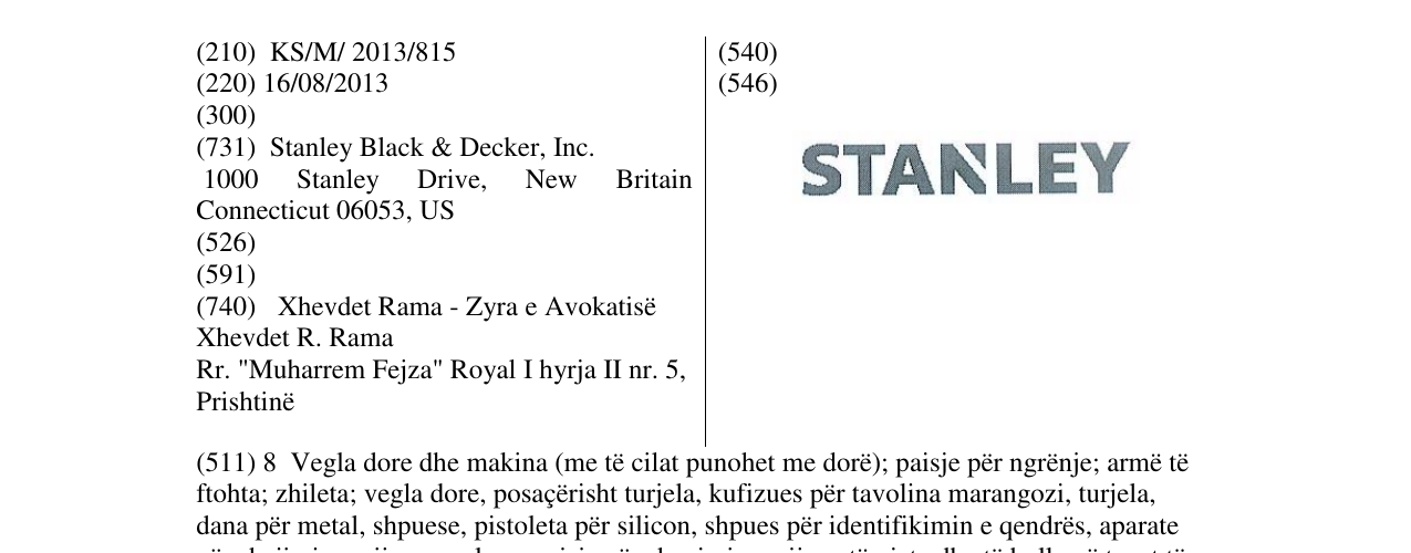 Zëri i markës STANLEY në buletin