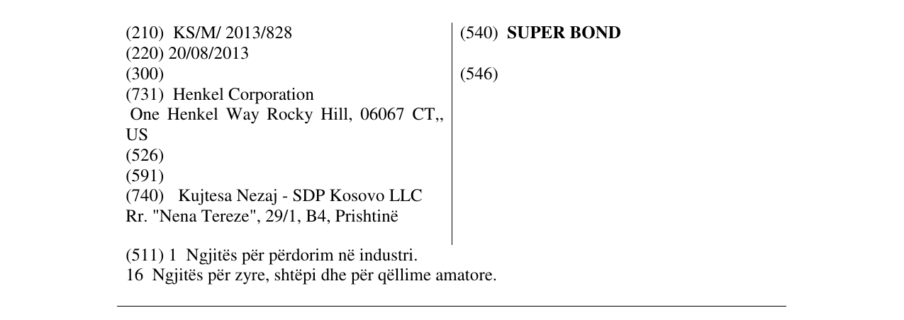 Zëri i markës SUPER BOND në buletin