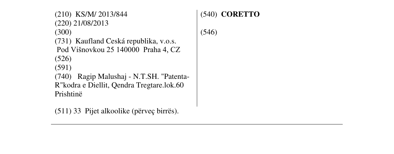 Zëri i markës CORETTO në buletin