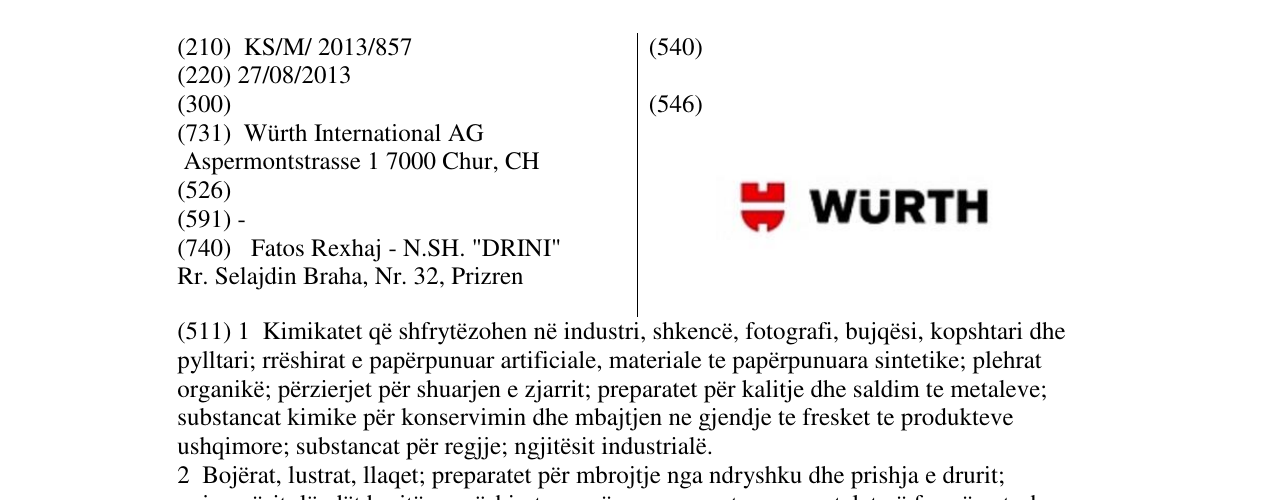 Zëri i markës WURTH në buletin