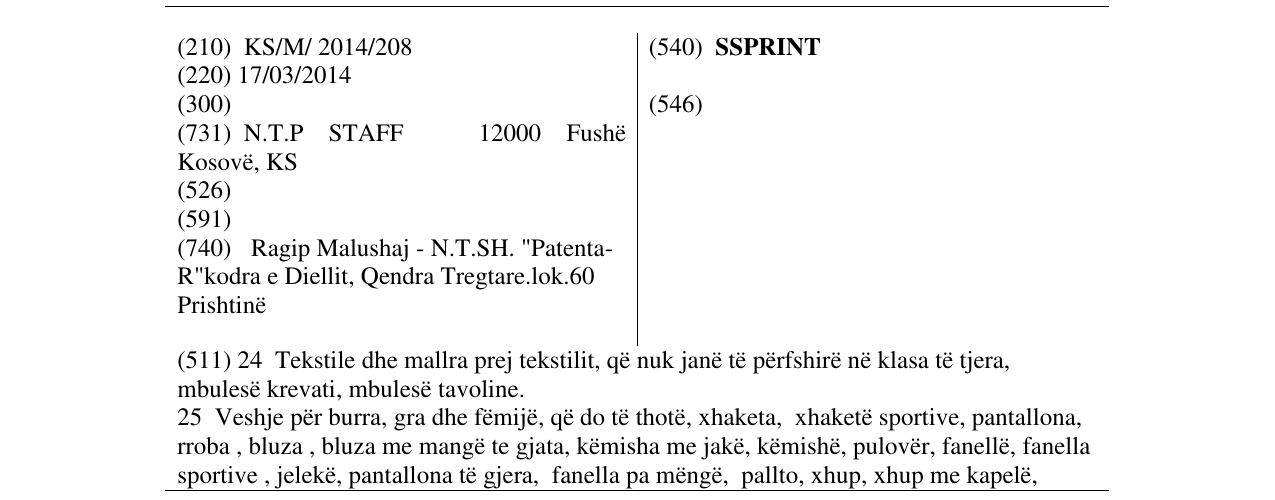 Zëri i markës SSPRINT në buletin