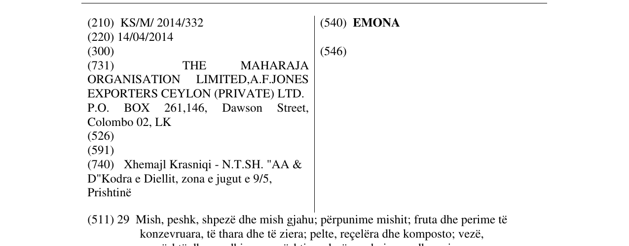 Zëri i markës EMONA në buletin