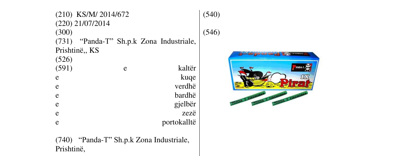 Zëri i markës Pirat 1X në buletin