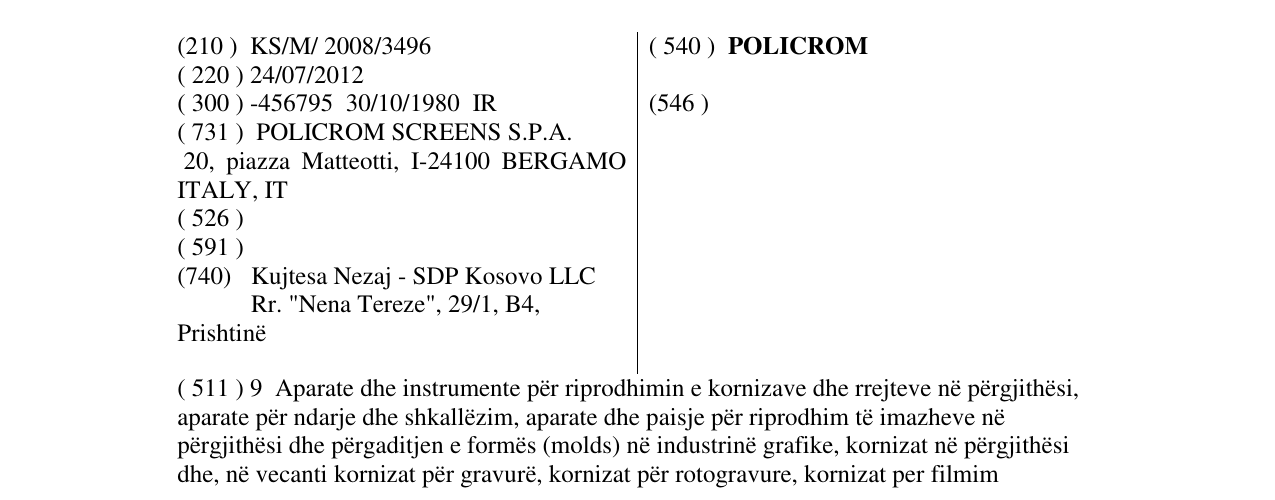Zëri i markës POLICROM në buletin