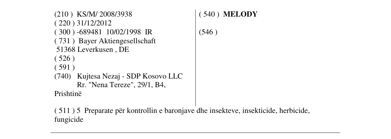 Zëri i markës MELODY në buletin