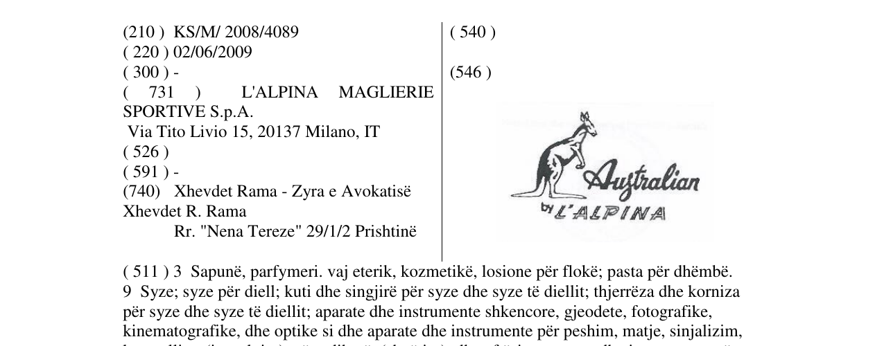 Zëri i markës Australian by L'ALPINA në buletin