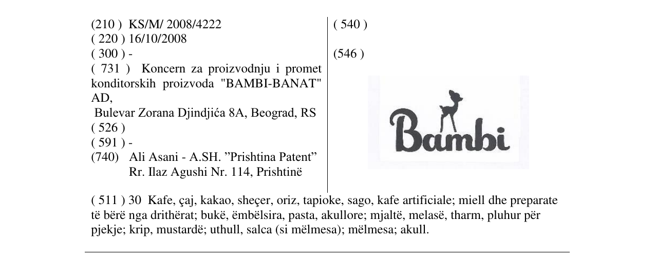 Zëri i markës Bambi në buletin
