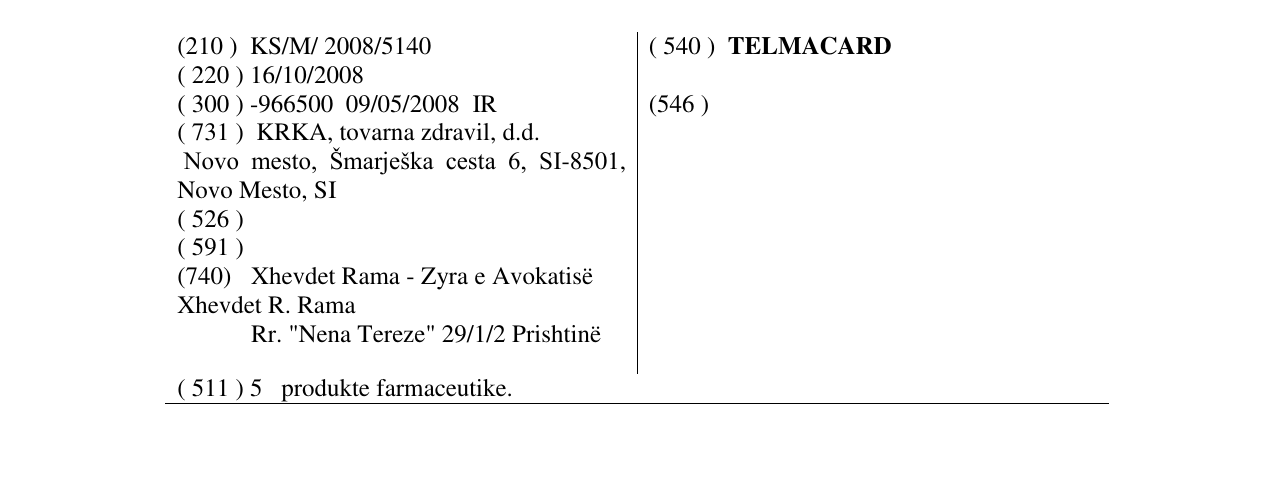Zëri i markës TELMACARD në buletin